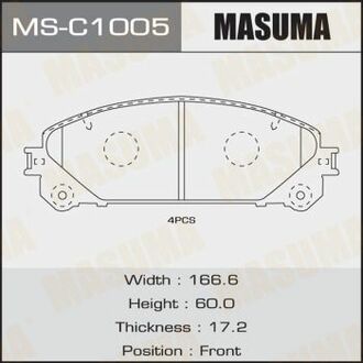 MSC1005 MASUMA Колодка тормозная передняя Lexus NX 300 (17-), RX 350 (08-)/ Toyota Highlander (13-) ()