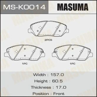 MSK0014 MASUMA Колодки тормозные передн SSANGYONG KORANDO , KIA SORENTO III (UM) 2.2 CRDi (15-20)/HYUNDAI SANTA_FE III ()