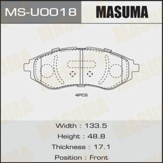 MSU0018 MASUMA Колодки тормозные передн CHEVROLET AVEO (T300) ()