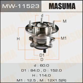 MW11523 MASUMA Ступица колеса заднього в сборе з подшипником Toyota Venza (09-16) (з ABS) ()