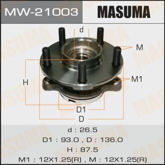 MW21003 MASUMA Ступица колеса переднего в сборе с подшипником Infinity FX 35 (02-12) G 37 (08-), M 37 (10-) 2WD ()