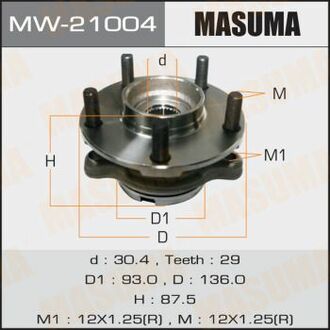 MW21004 MASUMA Ступица колеса переднего в сборе с подшипником Nissan Murano (04-08), Teana (03-08) ()