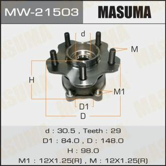MW21503 MASUMA Ступица колеса заднього в сборе з подшипником Nissan Murano (04-08), Teana (03-13) (з ABS) ()