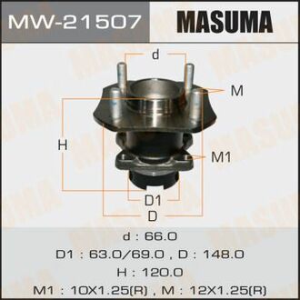 MW21507 MASUMA Ступица колеса заднего в сборе с подшипником Nissan Tida (07-) (с ABS) ()