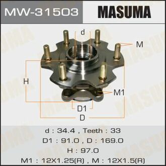 MW31503 MASUMA Ступица колеса заднего в сборе с подшипником Mitsubishi Pajero (00-06) ()