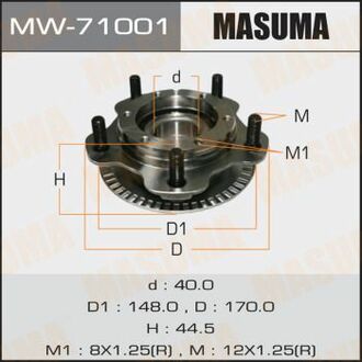 MW71001 MASUMA Ступица колеса переднего в сборе з подшипником Suzuki Grand Vitara (-05) ()