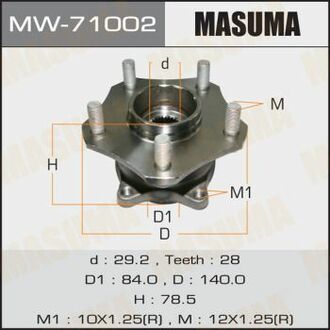 MW71002 MASUMA Ступица колеса переднего в сборе с подшипником Suzuki Grand Vitara (05-) ()