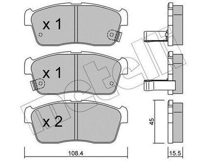 22-0415-0 Metelli Комплект тормозных колодок, дисковый тормоз