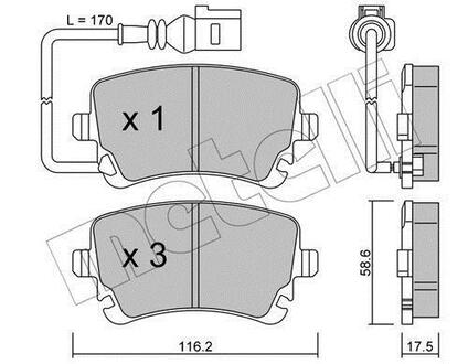 22-0554-0 Metelli Комплект тормозных колодок, дисковый тормоз