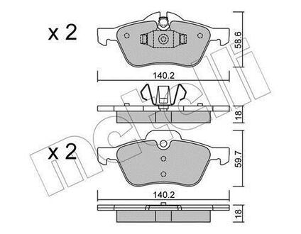 22-0555-0 Metelli Комплект тормозных колодок, дисковый тормоз