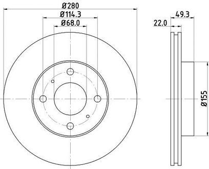 ND2023K Nisshinbo Диск тормозной передний Nissan Almera 1.5, 1.8, 2.2 (00-), Primera 1.6, 1.8, 2.0 (96-02) ()