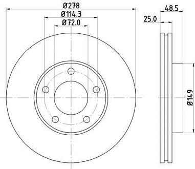 ND5001K Nisshinbo Диск гальмівний передній Mazda 3, 5 1.6, 1.8, 2.0, 2.2 (05-) ()