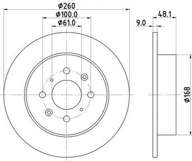 ND8009K Nisshinbo Диск тормозной задний Honda Civic 1.4, 1.5, 1.6, 1.7 (98-05) ()