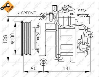 32263 NRF Компресор кондиціонера Audi A4/A5/A6/A8/Q5 1.6-3.0