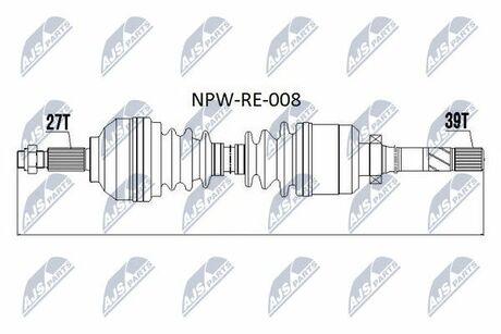 NPW-RE-008 NTY  ПОЛУОСЬ