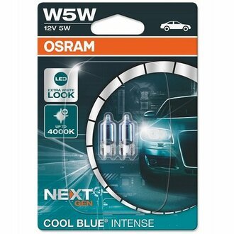2825CBN-02B OSRAM Лампа вспомогат. освещения W5W 12V 5W W2.1x9.5d COOL BLUE Intense (2 шт) blister (пр-во )