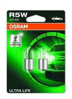 5007ULT-02B OSRAM Лампа розжарювання R5W 12V 5W BA 15s Ultra Life (blister 2шт) (вир-во OSRAM)
