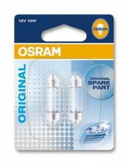 6411-02B OSRAM Лампа Софітні вспомогат. освітлення C10W 12V 10W SV8.5-8 (2 шт) blister  (вир-во OSRAM)