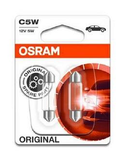 6418-02B OSRAM Лампа софітних допоміж. освітлення C5W 12V 5W SV8.5-8 (2 шт) blister (вир-во OSRAM)
