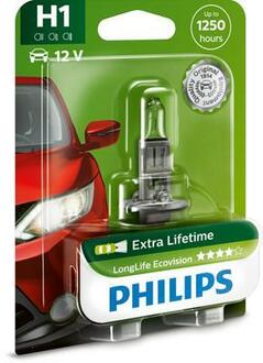 12258LLECOB1 PHILIPS Лампа накалу H1 12V 55W  P14,5s LongerLife Ecovision (вир-во Philips)