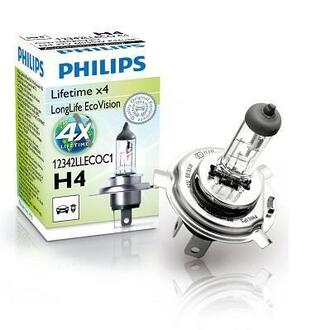 12342LLECOC1 PHILIPS Лампа накалу H4 12V 60/55W  P43t-38 LongerLife Ecovision (вир-во Philips)