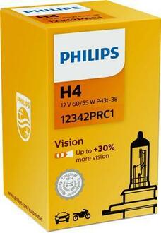 12342PRC1 PHILIPS Лампа розжарювання H4 12V 60/55W P43t-38 VISION (вир-во Philips)