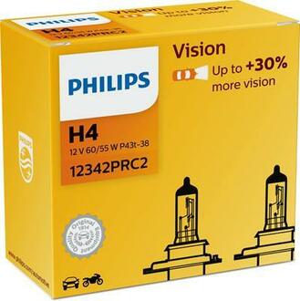 12342PRC2 PHILIPS Лампа накалу H4 12V 60/55W P43t-38 Vision +30 (вир-во Philips)