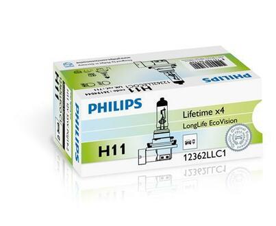 12362LLECOC1 PHILIPS Лампа розжарювання H11 12V 55w PGJ19-2 H LongerLife Ecovision (вир-во Philips)
