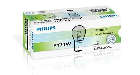 12496LLECOCP PHILIPS Лампа накалу PY21W 12V 21W BAU15s LongerLife EcoVision (вир-во Philips)
