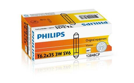 12848CP PHILIPS Лампа накалу T6,2x35 12V 3W SV6 Festoon (вир-во Philips)