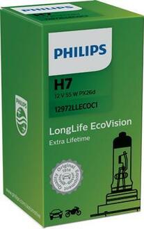 12972LLECOC1 PHILIPS Лампа розжарювання H7 12V 55W PX26d LongerLife Ecovision (вир-во Philips)