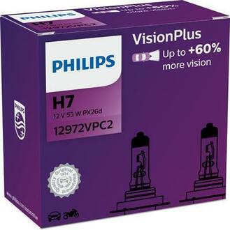 12972VPC2 PHILIPS Лампа розжарювання H7 VisionPlus12V 55W PX26d 2шт (вир-во Philips)