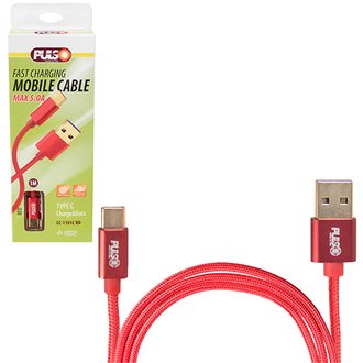 CC-1101C RD Pulso Кабель USB - Type C 5А, 1m, red (супер быстрая зарядка/передача данных) ()