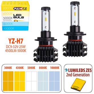YZ-H7 Pulso Лампы YZ/H7/LED-chips ZES-Philips/9-32v2*25w/4500Lm/3000-4300-5000-6500-10000K ()