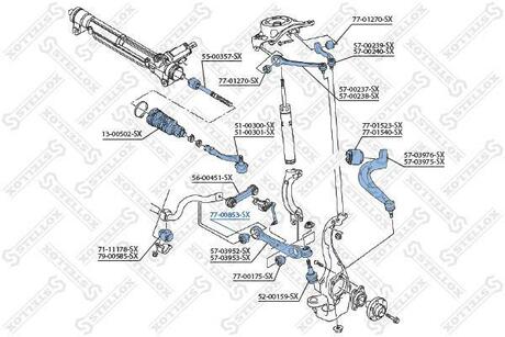 77-00853-SX STELLOX Сайлентблок внутрішній/нижній важеля перед. Audi A4, A4 Allroad, A5, A6, A6 Allroad, A7, Q5 1.4-4.2 06.07-