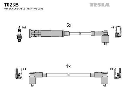 T023B TESLA Комплект кабелiв запалювання
