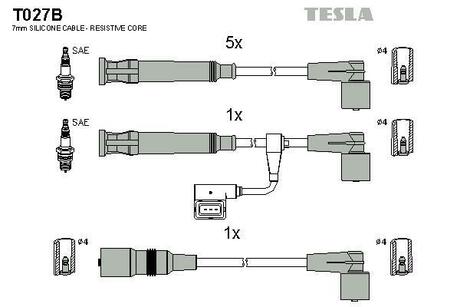 T027B TESLA Комплект кабелiв запалювання