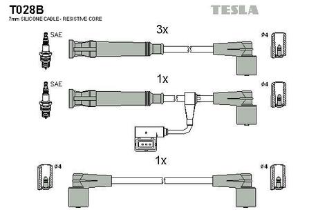 T028B TESLA Комплект кабелiв запалювання