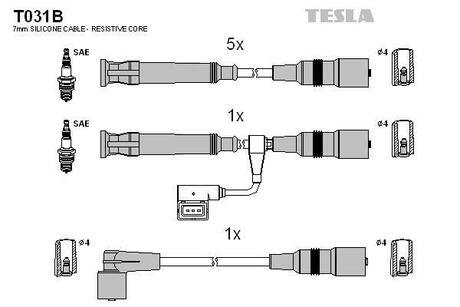T031B TESLA Комплект кабелiв запалювання