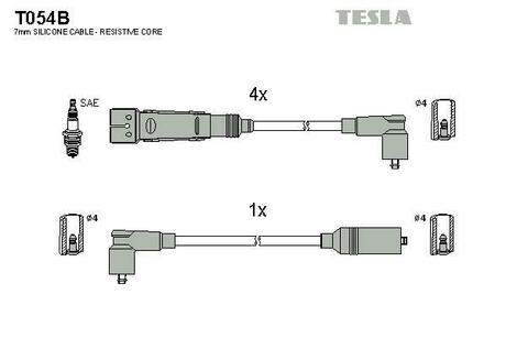 T054B TESLA Комплект кабелiв запалювання