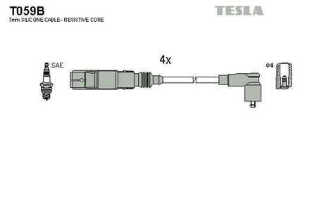 T059B TESLA Комплект кабелiв запалювання