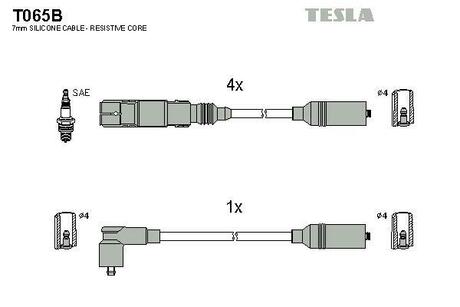 T065B TESLA Комплект кабелiв запалювання