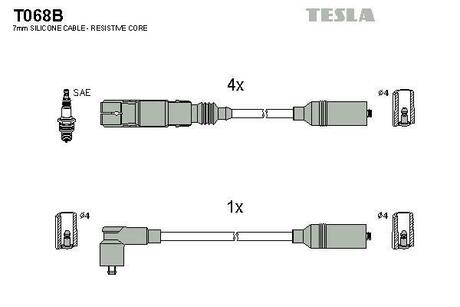 T068B TESLA Комплект кабелiв запалювання