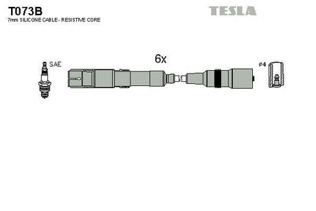 T073B TESLA Комплект кабелiв запалювання