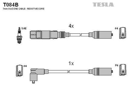 T084B TESLA Комплект кабелiв запалювання