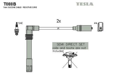 T088B TESLA Комплект кабелiв запалювання