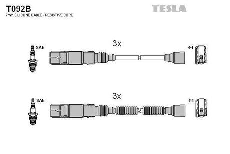 T092B TESLA Комплект кабелiв запалювання