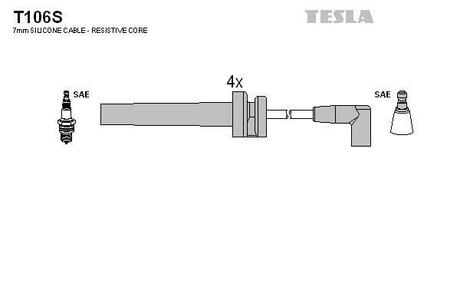 T106S TESLA Комплект кабелiв запалювання