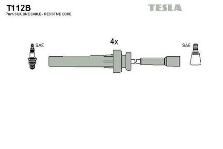 T112B TESLA Комплект кабелiв запалювання