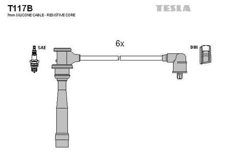 T117B TESLA Комплект кабелiв запалювання